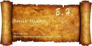 Benik Hiador névjegykártya